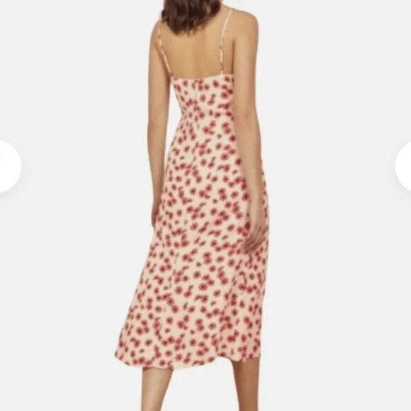 Reformation ALEXANDRA Ivory & Red Daisy Floral Sleeveless V-Neck Midi Dress - Picture 5 of 15